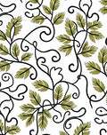 Green Leaf Scrolling Vine Rug
