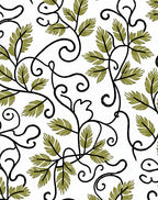 Green Leaf Scrolling Vine Rug