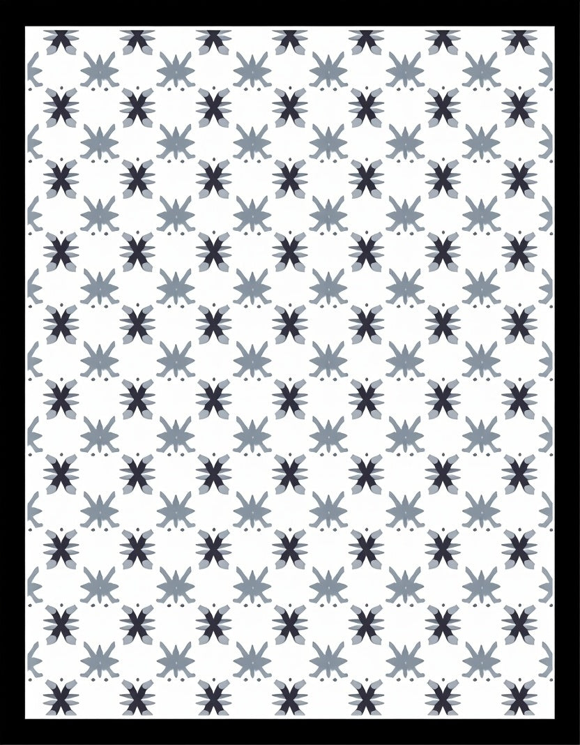 Slate Gray Starburst Grid Rug