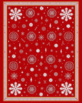 Bright Red Snowflake Medallion Collage Rug