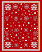 Bright Red Snowflake Medallion Collage Rug