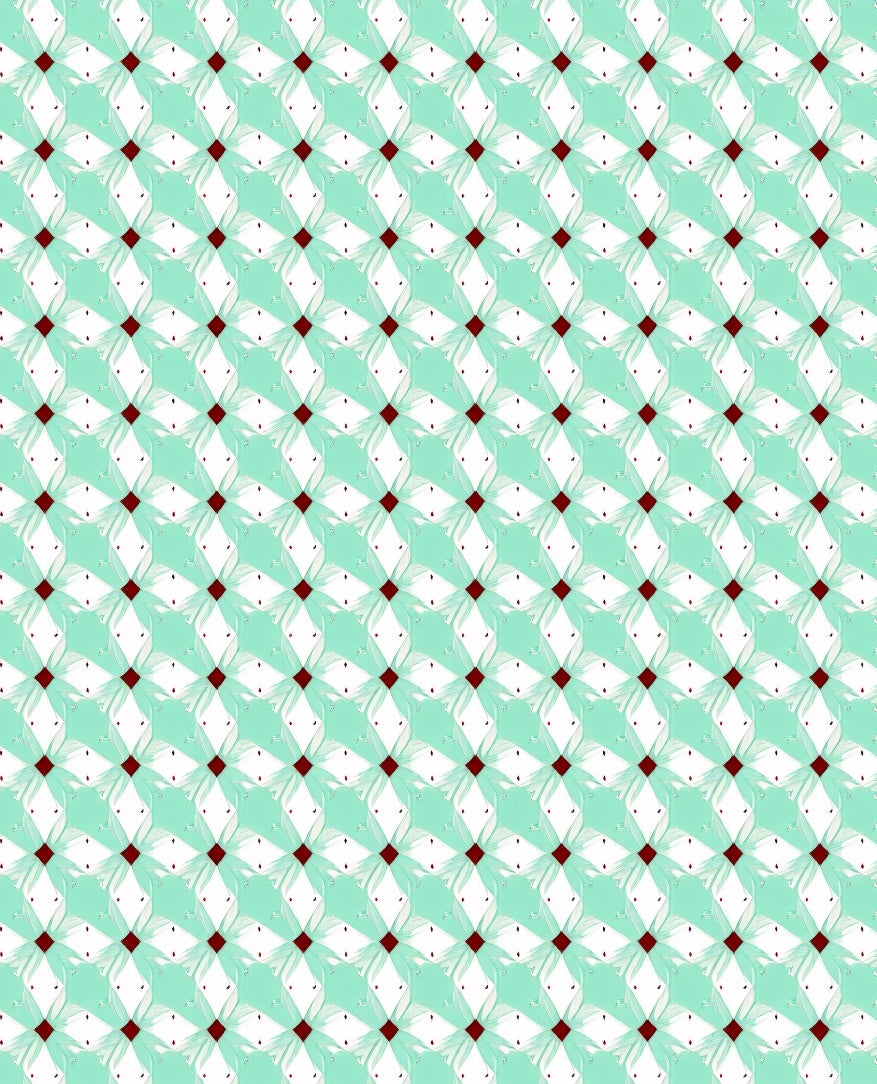 Aqua White Crimson Diamond Lattice Rug