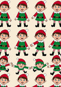 Festive Christmas Elf Repeating Pattern Rug
