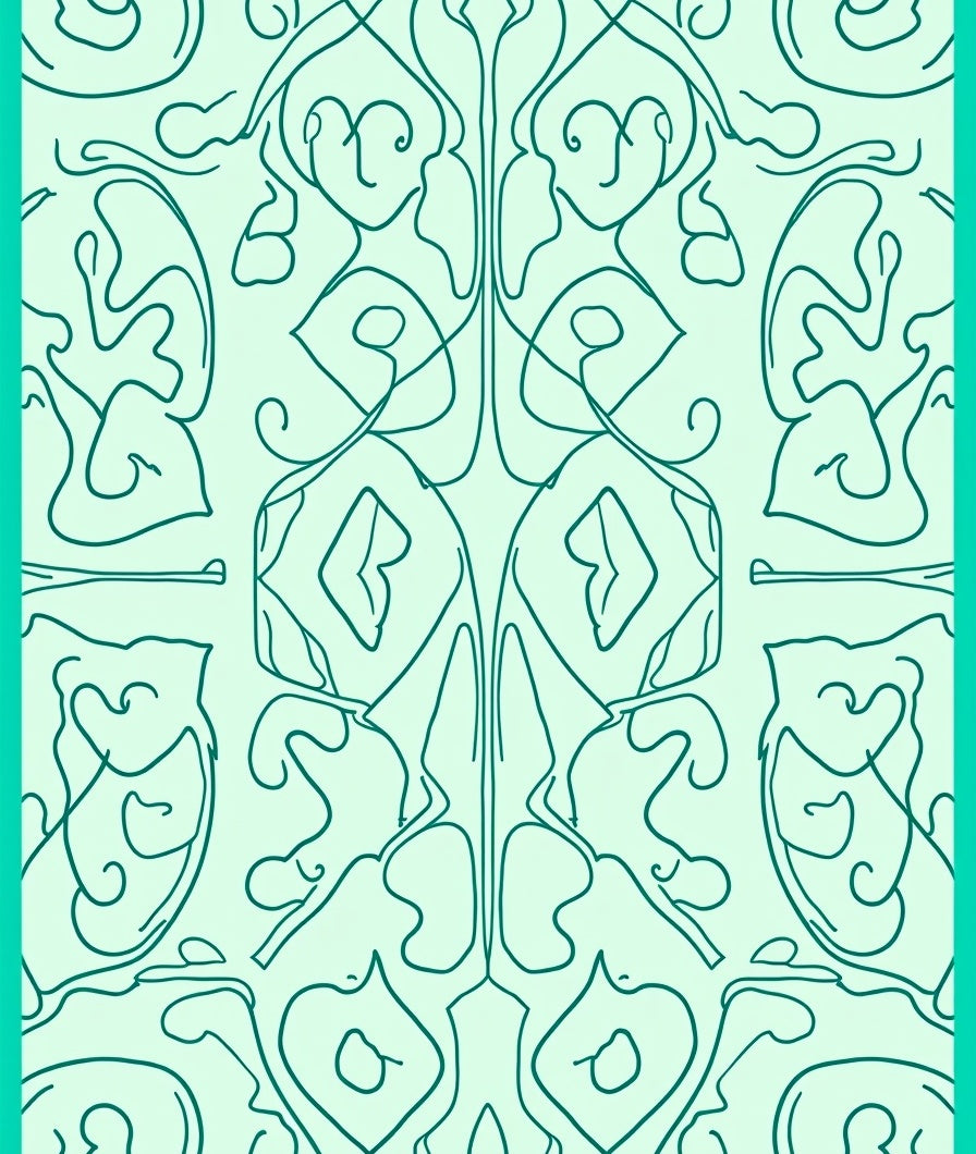 Light Teal Abstract Scrollwork Rug
