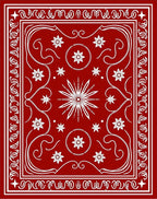 Crimson Floral Starburst Border Rug