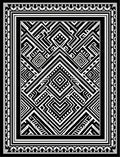 Black White Tribal Geometric Maze Rug