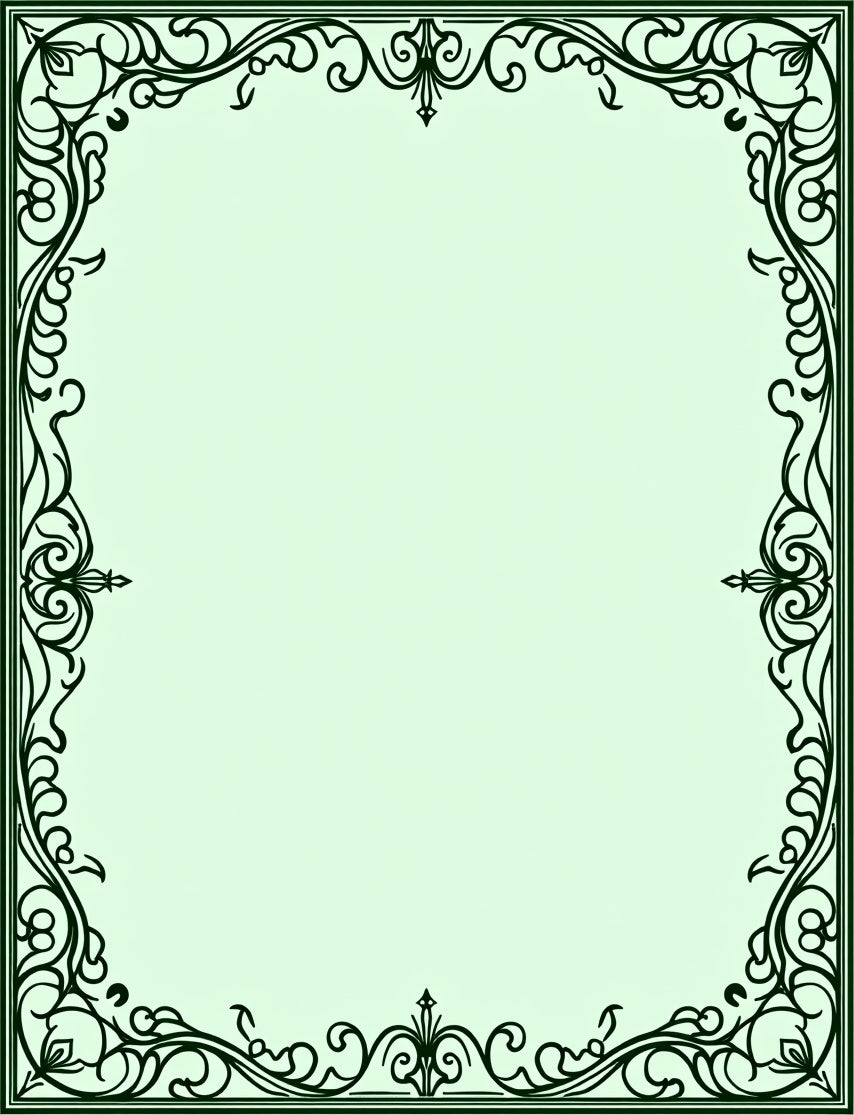 Ornate Green Swirl Border Rug