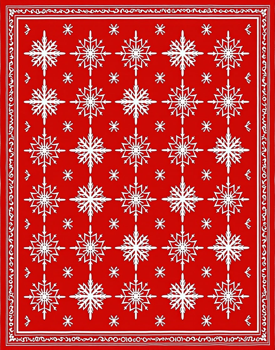 Classic Red Snowflake Tile Rug