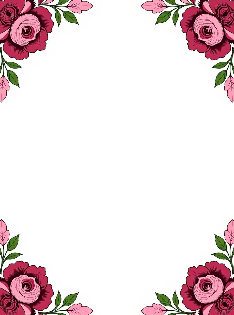 Crimson Pink Rose Floral Corner Accent Rug