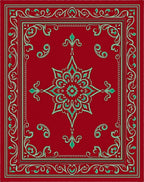 Crimson Teal Elaborate Floral Medallion Rug