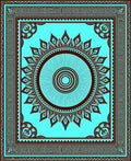 Aqua Brown Sunburst Medallion Border Rug