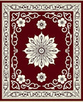 Ornate Bloom Emblem Crimson Area Rug