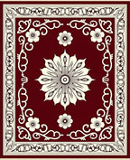 Ornate Bloom Emblem Crimson Area Rug