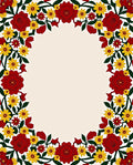 Vibrant Red Yellow Floral Garland Rug
