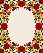 Vibrant Red Yellow Floral Garland Rug