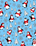Winter Scene Penguin Snowflakes Trees Rug