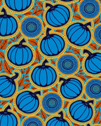 Vibrant Blue Pumpkin Autumn Medallion Rug