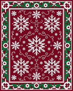 Crimson Snowflake Bordered Medallion Rug