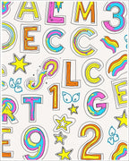 Colorful Alphabet And Numbers Collage Rug
