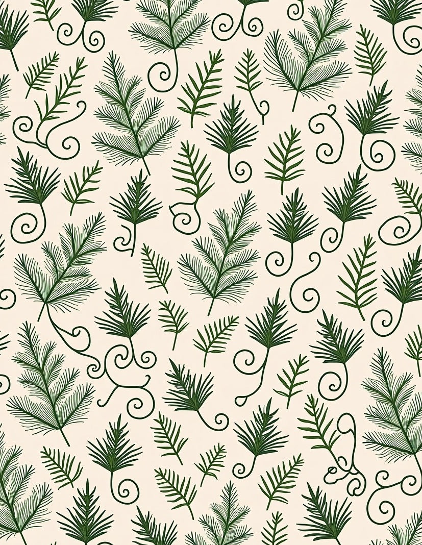 Forest Green Pine Needle Swirls Rug