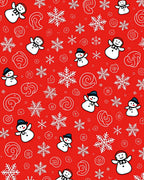 Cheerful Red Snowmen Snowflake Collage Rug