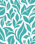 Lush Teal Leaves Abstract Foliage Rug