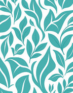 Lush Teal Leaves Abstract Foliage Rug