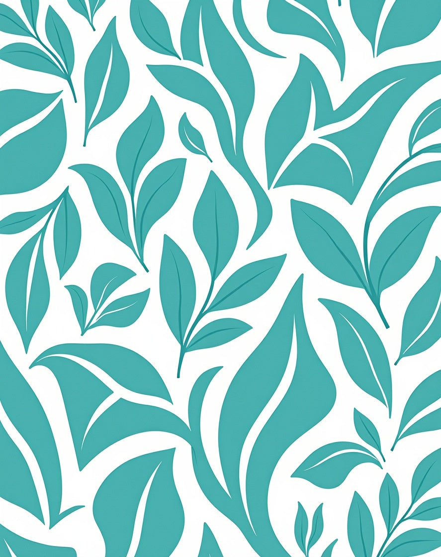 Lush Teal Leaves Abstract Foliage Rug
