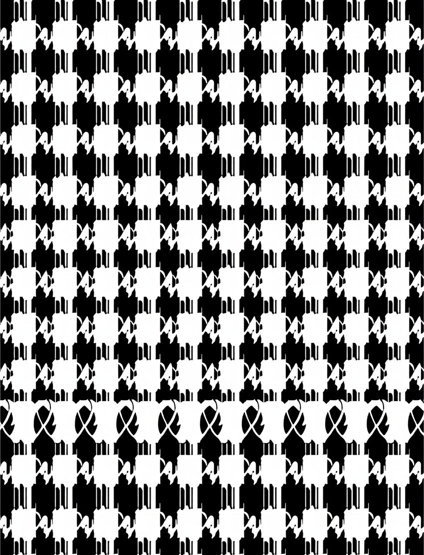 Black White Houndstooth Geometric Composition Rug