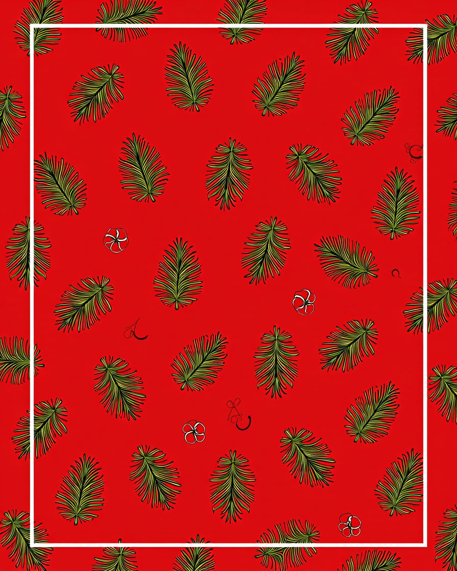 Red Pine Leaf Scatter Arrangement Rug