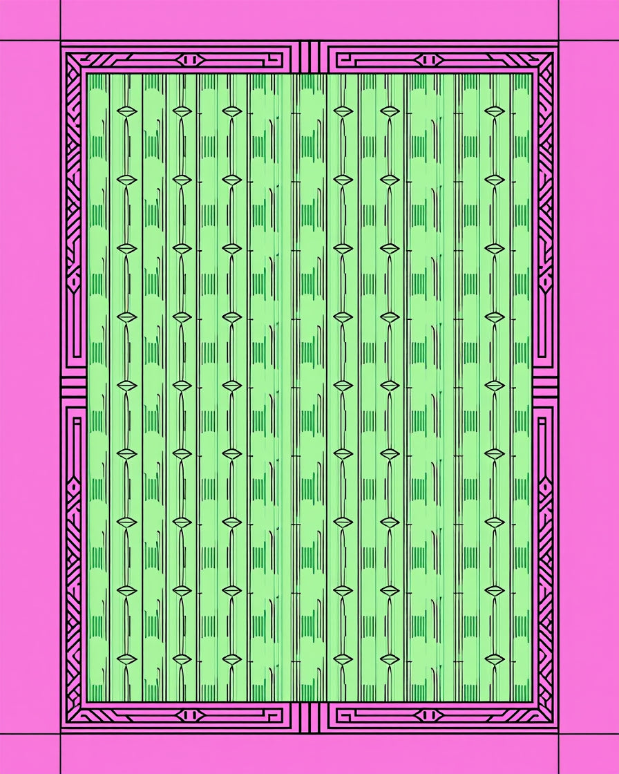 Bold Pink Emerald Vertical Stripe Rug