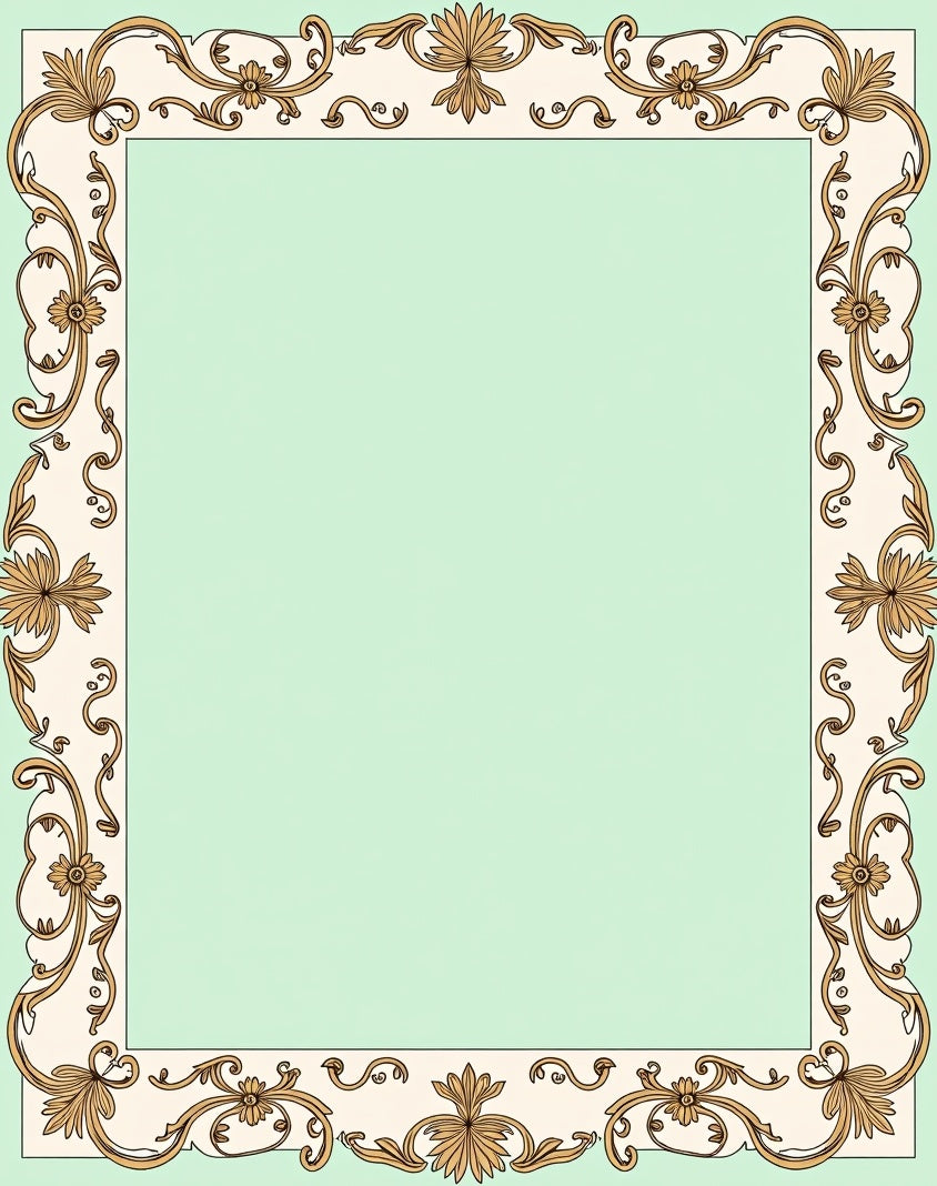 Golden Floral Scroll Border Rug