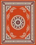 Crimson Medallion Bordered Floral Rug