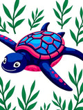 Vivid Blue Sea Turtle Greenery Rug