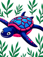 Vivid Blue Sea Turtle Greenery Rug