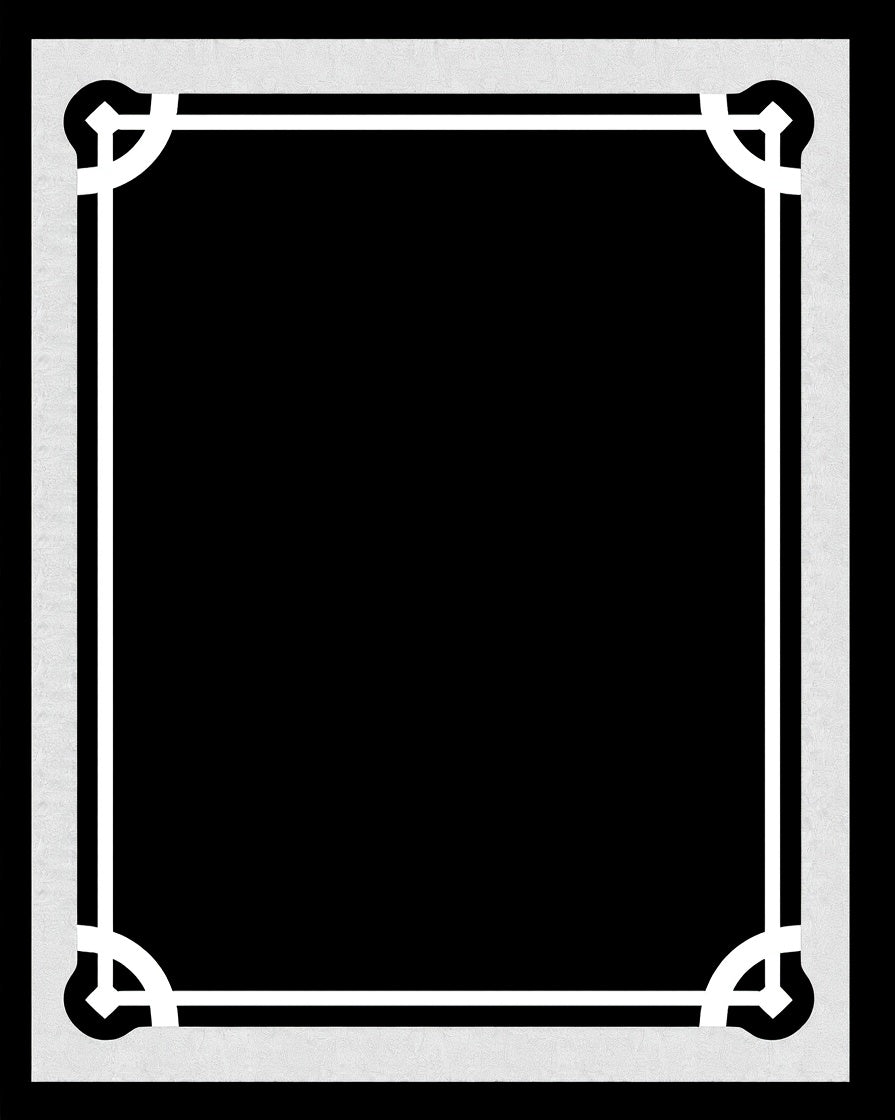 Minimalist White Geometric Border Rug