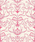 Pink Floral Scroll Damask Rug