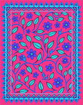 Vibrant Fuchsia Floral Botanical Border Rug