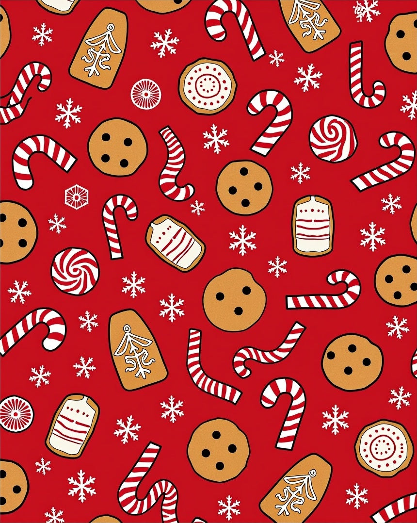 Red Gingerbread Candy Snowflake Medley Rug
