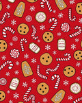 Red Gingerbread Candy Snowflake Medley Rug