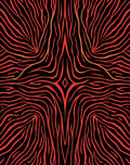 Crimson Black Abstract Fire Swirl Rug