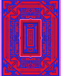 Bold Red Blue Layered Geometric Rug