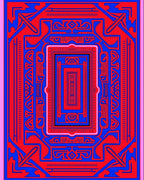 Bold Red Blue Layered Geometric Rug