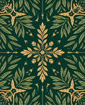 Emerald Green Golden Leaf Fretwork Rug
