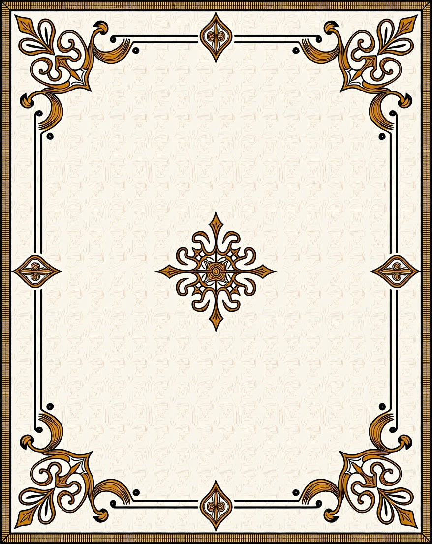 Golden Scrollwork Medallion Cream Rug