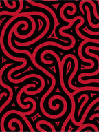 Bold Crimson Swirl Tribal Rug