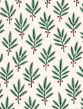 Green Pine Sprigs Red Berry Garland Rug