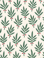 Green Pine Sprigs Red Berry Garland Rug