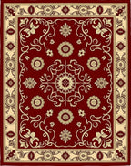 Crimson Floral Medallion Statement Rug