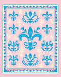 Pink Blue Fleur De Lis Floral Rug